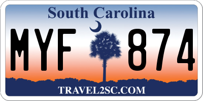 SC license plate MYF874
