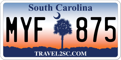 SC license plate MYF875