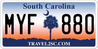 SC license plate MYF880