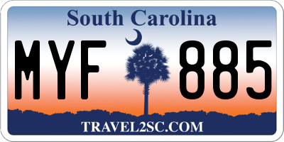 SC license plate MYF885
