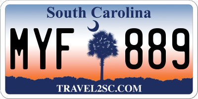 SC license plate MYF889
