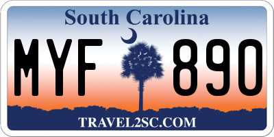 SC license plate MYF890