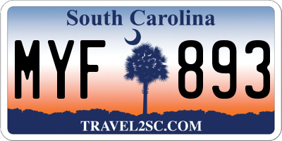 SC license plate MYF893