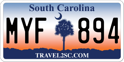 SC license plate MYF894