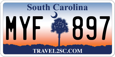 SC license plate MYF897