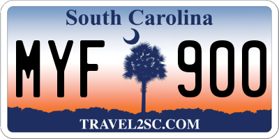 SC license plate MYF900