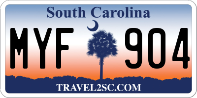 SC license plate MYF904
