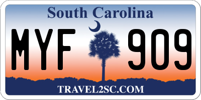 SC license plate MYF909