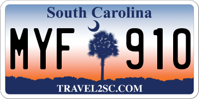 SC license plate MYF910