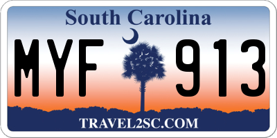 SC license plate MYF913