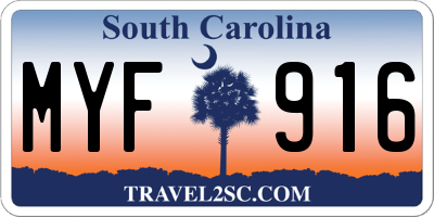 SC license plate MYF916