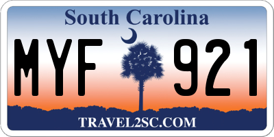 SC license plate MYF921