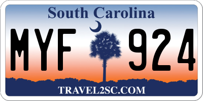 SC license plate MYF924