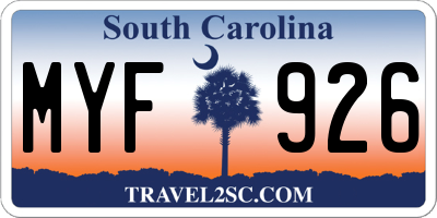 SC license plate MYF926