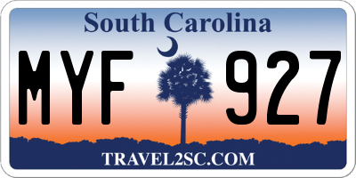 SC license plate MYF927