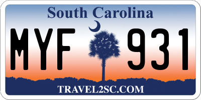 SC license plate MYF931