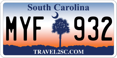SC license plate MYF932