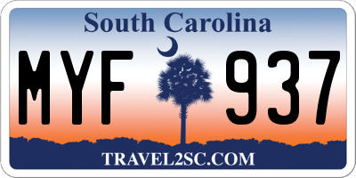 SC license plate MYF937
