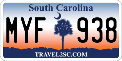 SC license plate MYF938