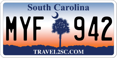 SC license plate MYF942