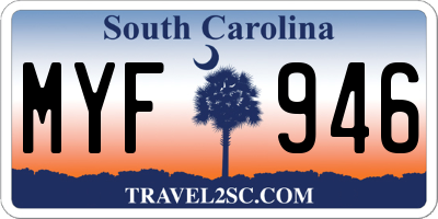 SC license plate MYF946