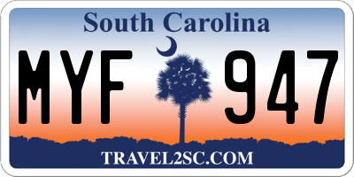 SC license plate MYF947