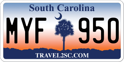 SC license plate MYF950