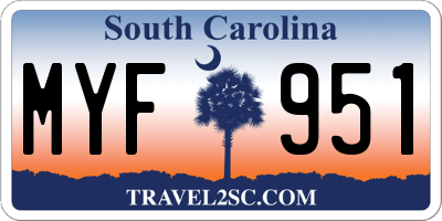 SC license plate MYF951