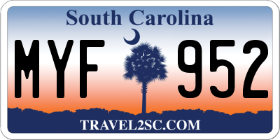 SC license plate MYF952