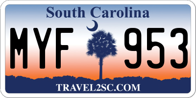 SC license plate MYF953