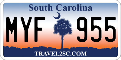 SC license plate MYF955