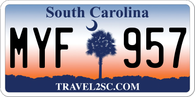 SC license plate MYF957