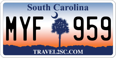 SC license plate MYF959
