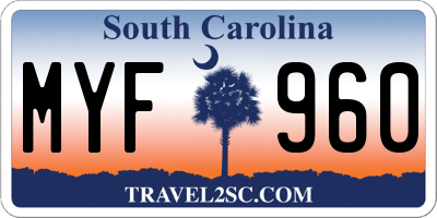 SC license plate MYF960