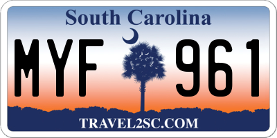 SC license plate MYF961