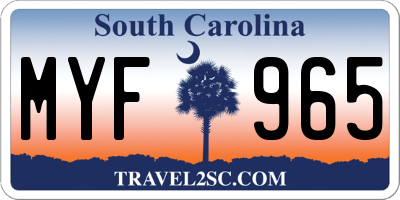 SC license plate MYF965
