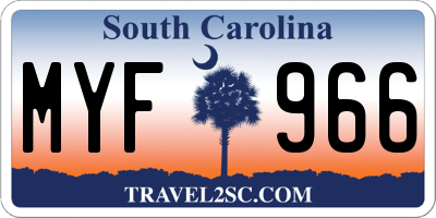 SC license plate MYF966