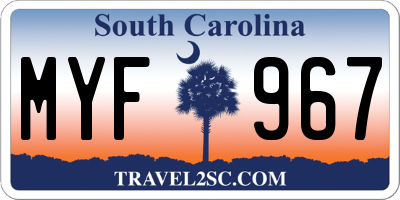 SC license plate MYF967