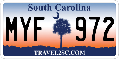 SC license plate MYF972