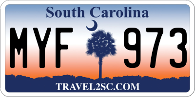 SC license plate MYF973