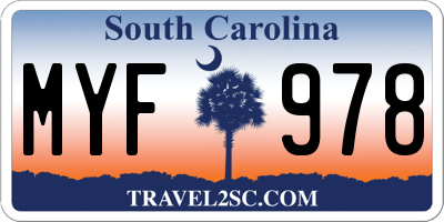 SC license plate MYF978