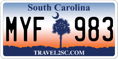 SC license plate MYF983