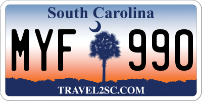 SC license plate MYF990