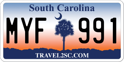 SC license plate MYF991