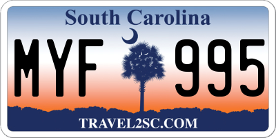 SC license plate MYF995