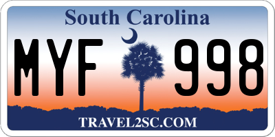 SC license plate MYF998