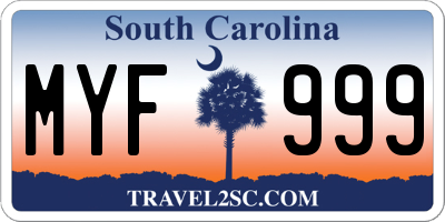 SC license plate MYF999
