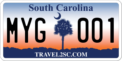 SC license plate MYG001