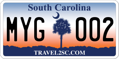 SC license plate MYG002