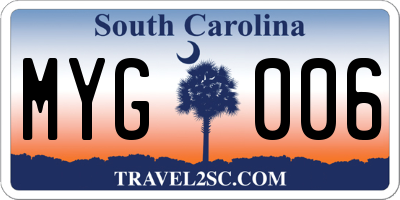 SC license plate MYG006